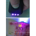 MINI 3 LED ABS energia solar recarregável 365NM UV lanterna chaveiro